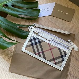 Auth. Burberry Nova Check Rockstud Wristlet